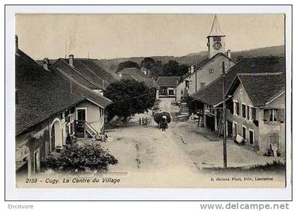 cpa CUGY  le centre du village charrette de foin et enfants a la pose streiner ph ed - 2159