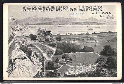 Künstler-AK Gland /Vaud, Sanatorium du Léman