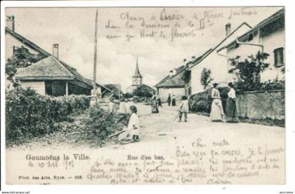 cpa GOUMOENS LA VILLE rue d'en bas fillette brouette photo des arts 933 dos non divisé 1903