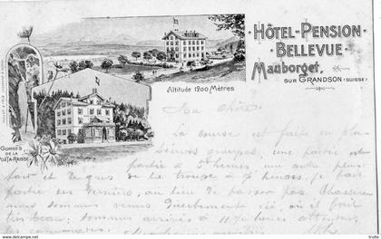 MAUBORGET-SUR-GRANDSON HOTEL PENSION BELLEVUE (CARTE PRECURSEUR)