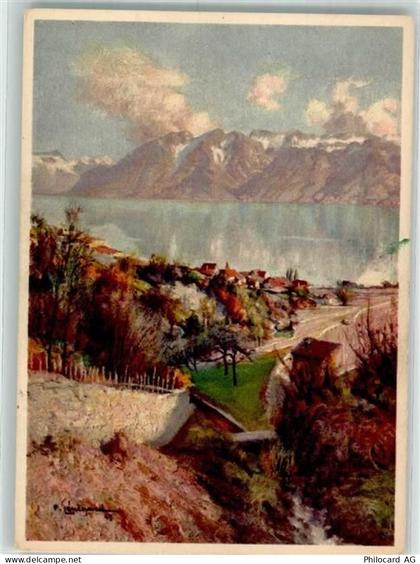 1097 Riex Künstlerkarte Genfersee sign. - 39702533