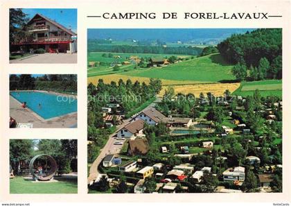 Forel-Lavaux VD Camping de Forel Lavaux Pool Spielplatz Fliegeraufnahme