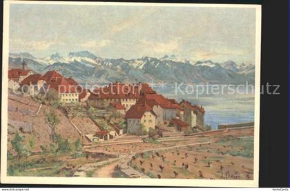 Rivaz Lac Leman et les Alpes Pro Infirmis Karte Kuenstlerkarte J. Odier