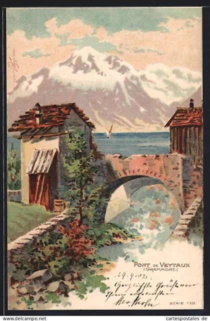 Lithographie Veytaux, Pont de Veytaux