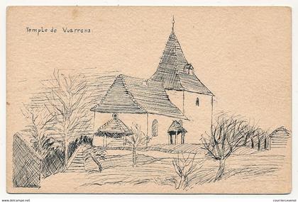 CPSM - VUARRENS (Suisse - Canton de Vaud) - Carte dessinée, Eglise ou Temple ?