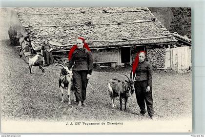 1874 Champéry - Bauernfrauen mit Ziegen - 10396535