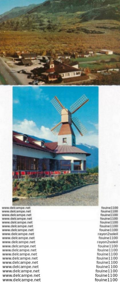lot de 2 cartes du restaurant mon moulin charrat  valais ( format 15 x 10,5 cm  ) ( recto verso )