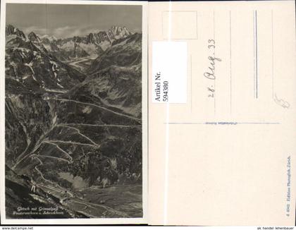 594380,Gletsch Obergoms m. Grimselpaß Finsteraarhorn u. Schreckhorn