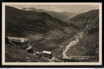 AK Obergoms, Blick vom Furka-Belvedere ins Rhonethal