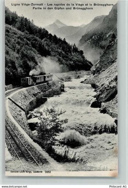 3930 Visp Viège - Ligne Viège-Zermatt Les rapides de la Viège et le Brün... - 11091591