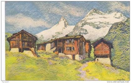 cp , SUISSE , SAAS-FEE , Saas-Fee mit Fletschhorn und Laquinhorn