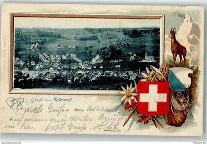 8134 Adliswil Prägedruck Steinbock Wappen Lithographie - 13623058