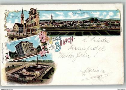 8180 Bülach BOAKC Rathaus Schule Fabrik Glashütte Lithographie - 13715692