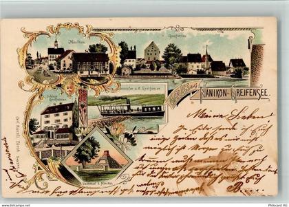 8606 Greifensee 1899 BOAKC Lithographie Nänikon Dampfer Schloss Denkmal ... - 13702446