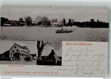 8606 Greifensee 1903 Foto AK Postkutsche Denkmal Pyramide Gasthaus zur K... - 13585983