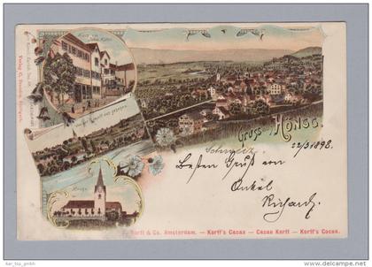AK ZHs ZÜRICH HÖNGG 1898-03-22 Höngg Litho Künzli Werbung Cacao Korff Karte