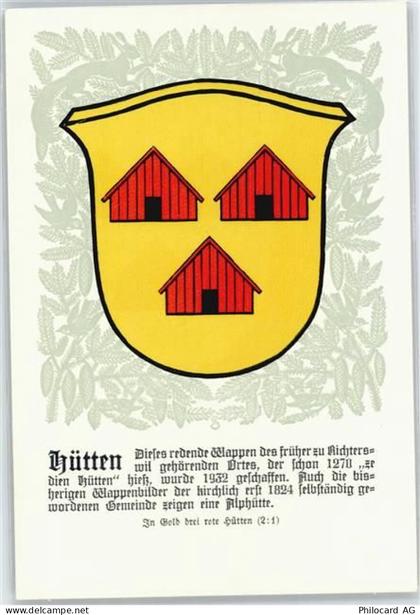 8825 Hütten Künstlerkarte Serie Züricher Gemeindewappen No. 164 - 50699557
