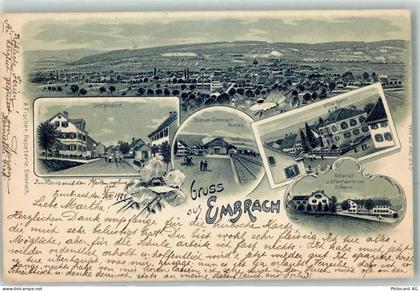 8424 Embrach 1900 Lithographie Unterdorf Bahnhof Villa Ganz Notariat Ofe... - 13616084