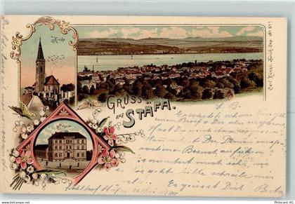 8712 Stäfa 1900 Lithographie Kirche Schule - 13601548