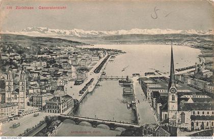 [-25%] SUISSE - Zurich - Lac de Zurich - Vue générale - Carte Postale Ancienne