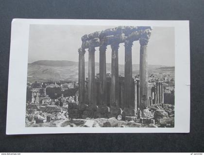 AK Echtfoto 1933 Syrien Baalbek Jupiter Tempel. Frankatur Libanon. Gesendet nach Hamburg