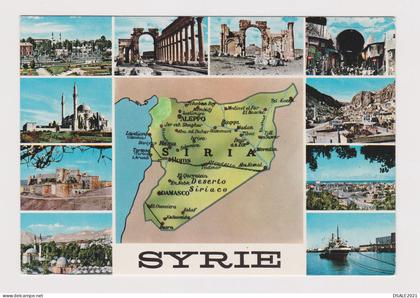 Syria Syrien Syrie SIRIA MAP, Multiple Views, Mosque Ruins, Ship, Castle, Vintage Photo Postcard RPPc (67371)