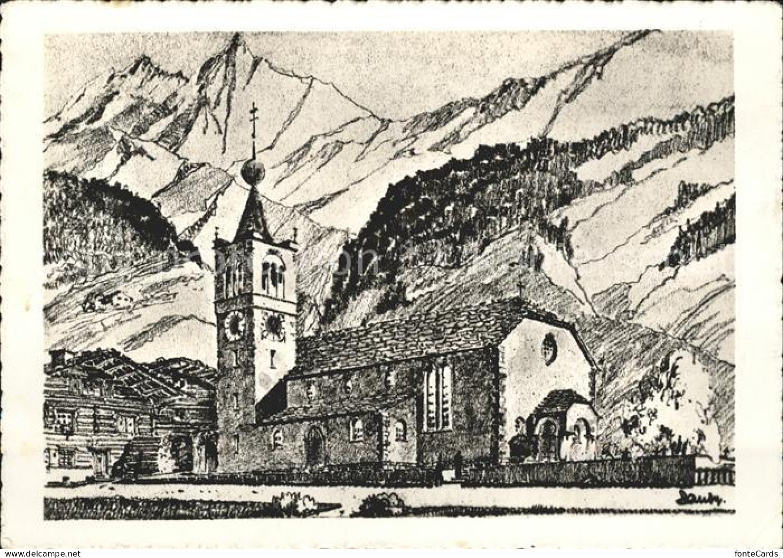 Taesch Neue Bergkirche Kuenstlerkarte