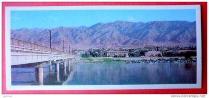 city panorama - bridge - Leninabad - 1974 - Tajikistan USSR - unused