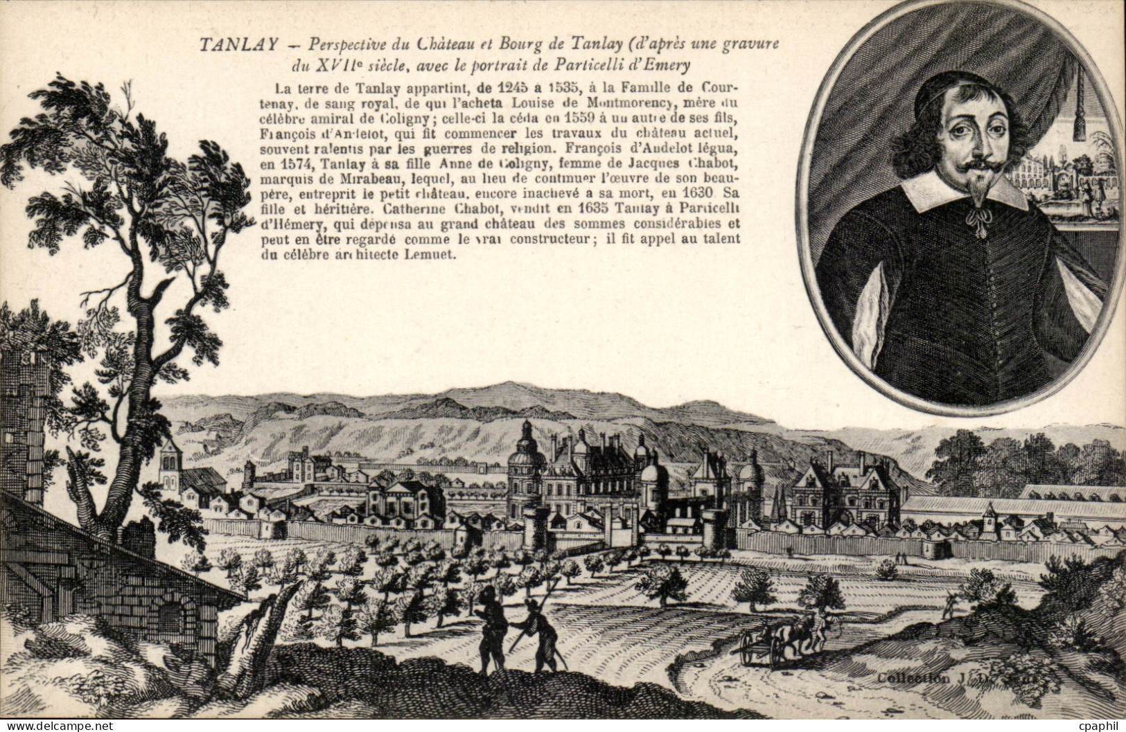 Tanlay CPA Perspective du chateau et Bourg de Tanlay portrait Particelli d'Emery