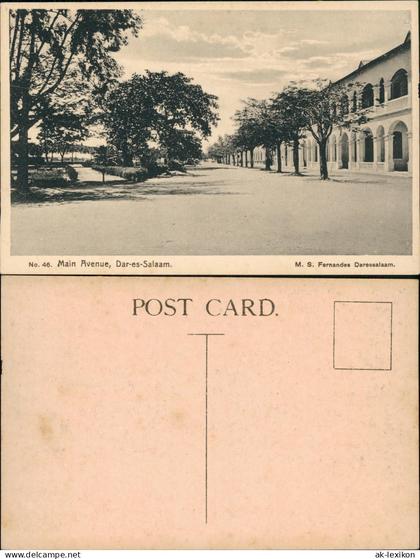 Daressalam Main Avenue, Dar-es-Salaam. Tansania Deutsch-Ostafrika Kolonie 1922