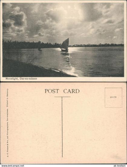 Postcard Daressalam Moonlight, Tanzania Tansania DSWA Kolonie 1926