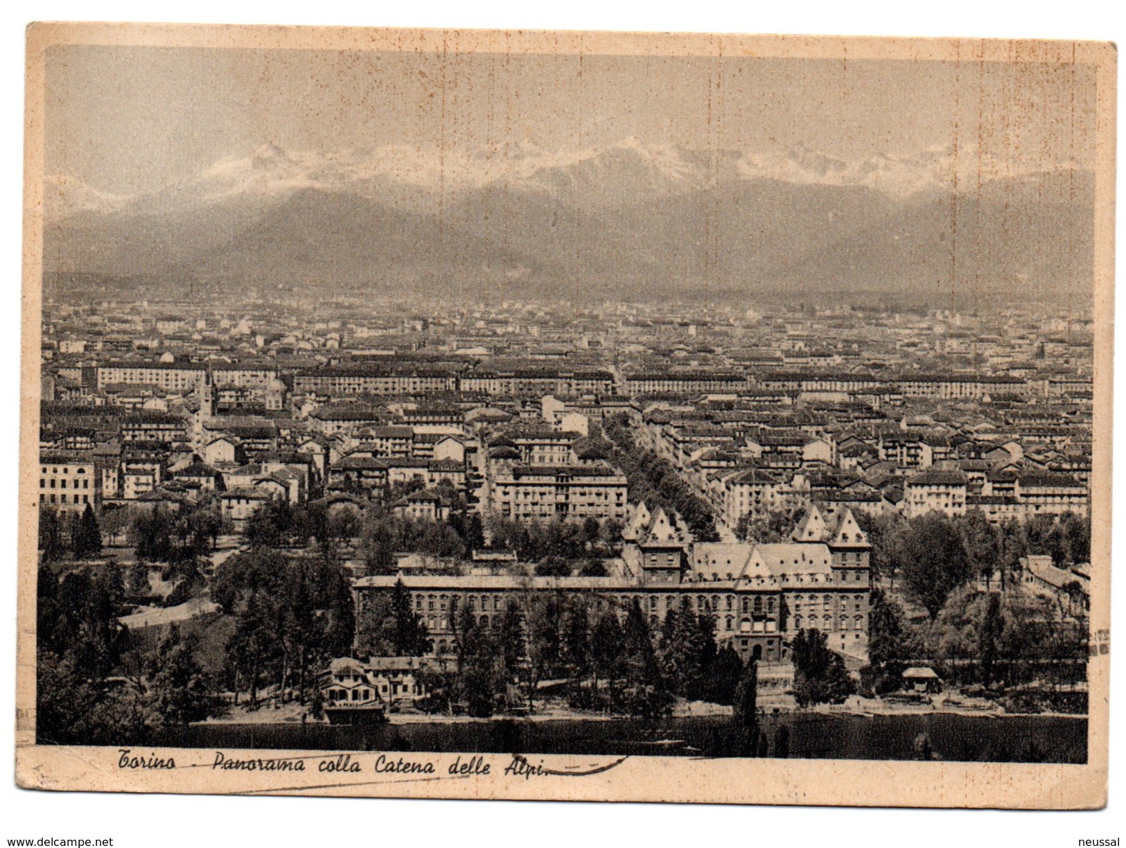 tarjeta postal  circulada de torino.