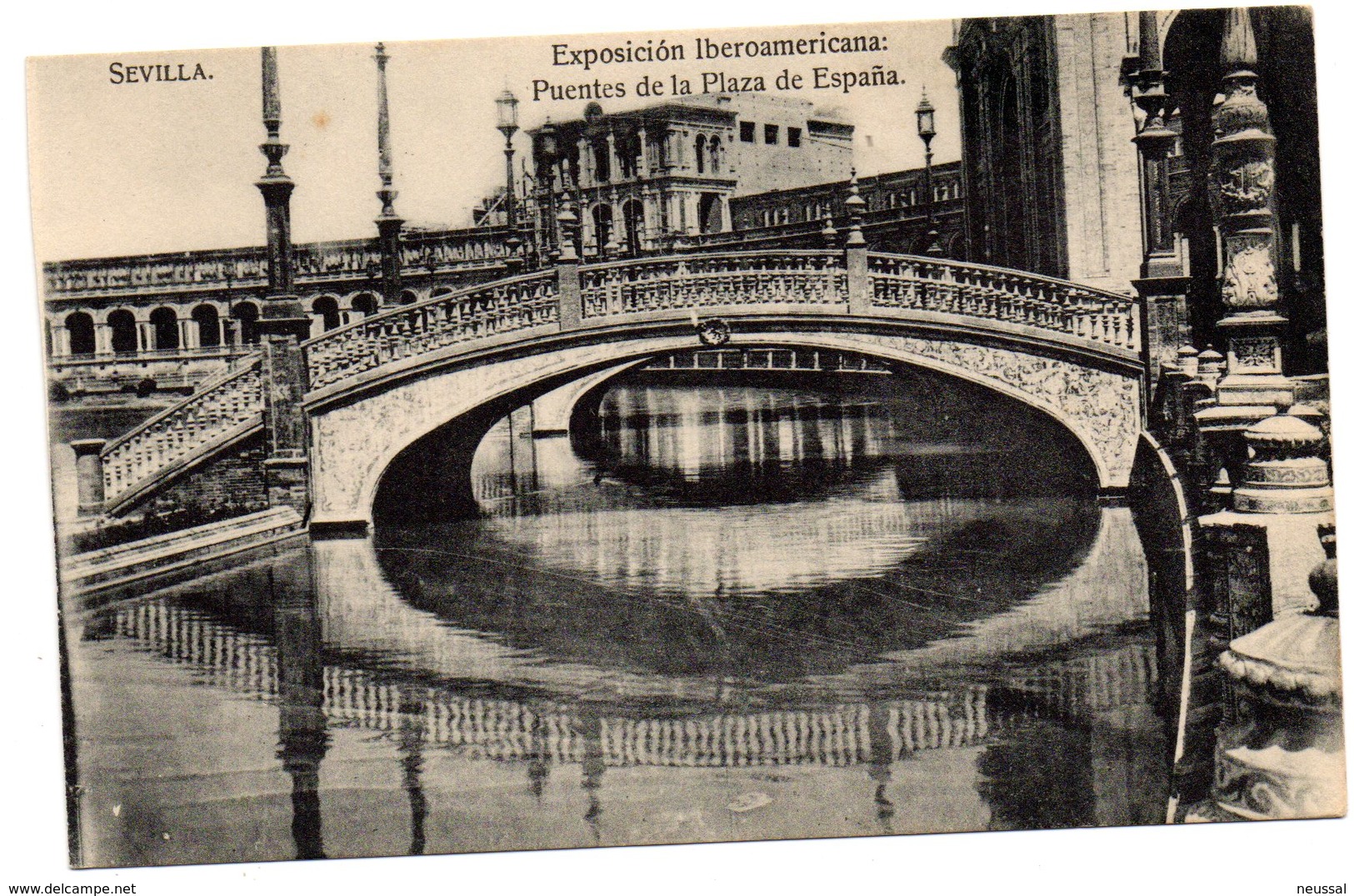 tarjeta postal de sevilla puentes de la plaza de españa