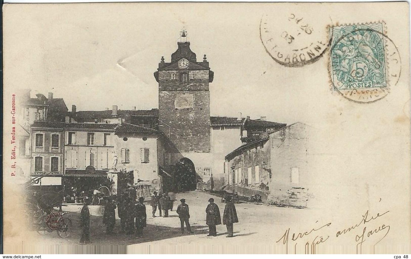 Tarn et Garonne, Verdun sur Garonne, Place de l'Horloge