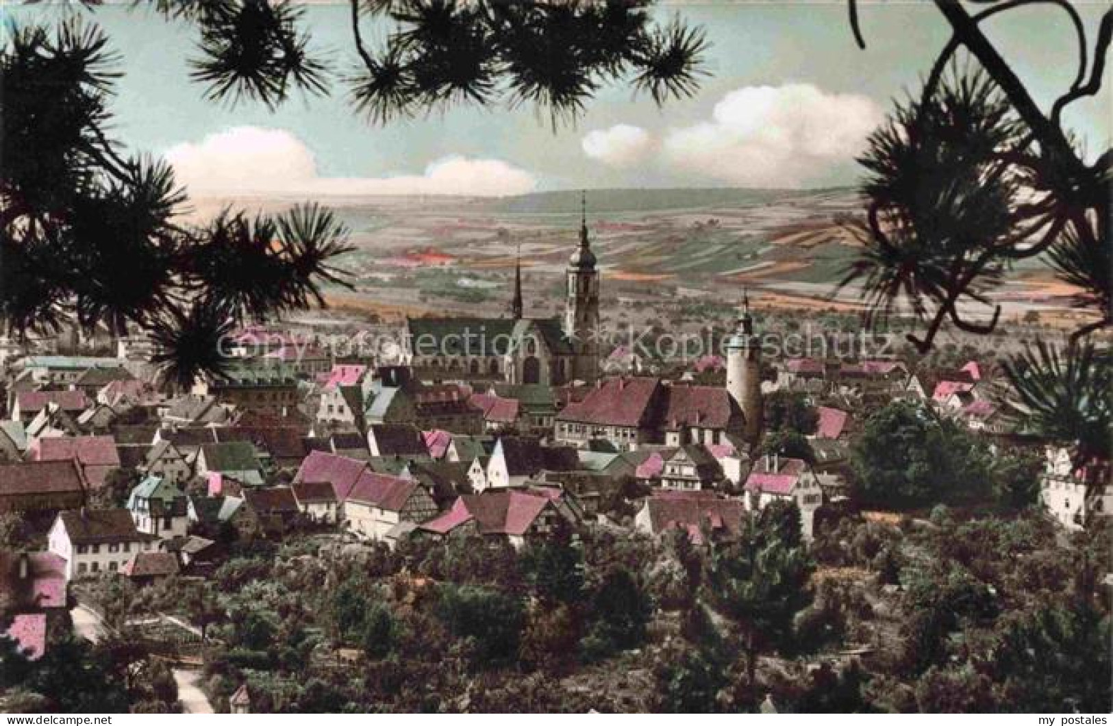 Tauberbischofsheim Kirche Turm Haeuser Panoramablick