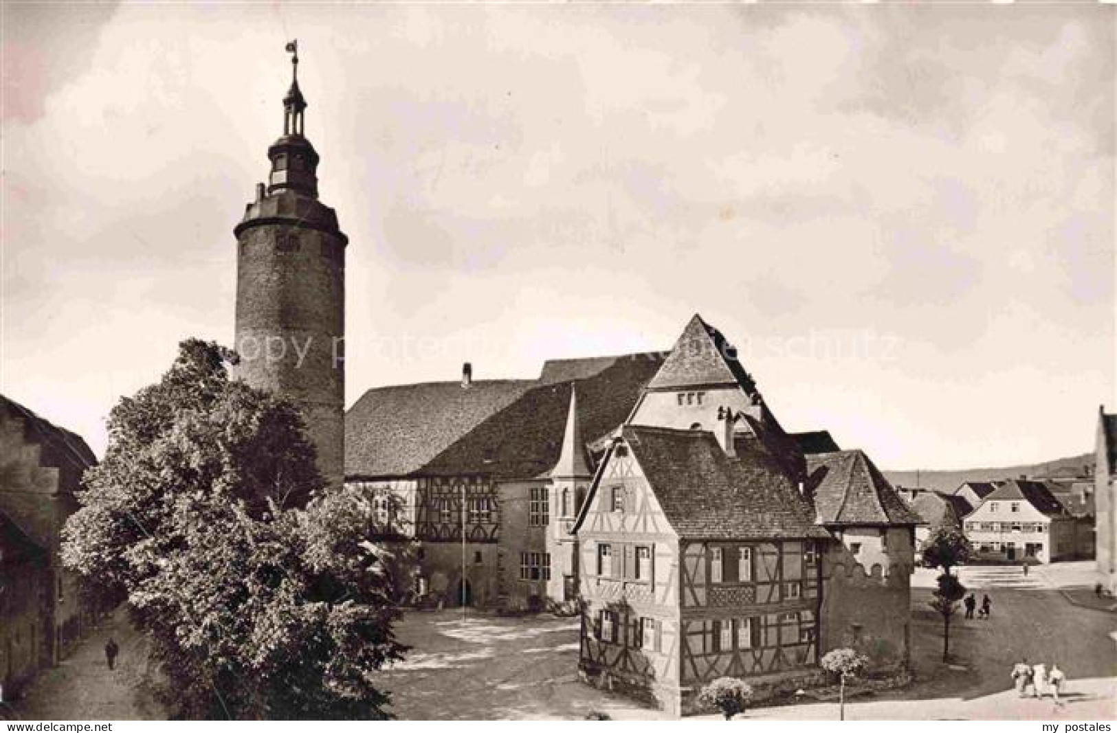 Tauberbischofsheim Schloss Turm Fachwerkhaus Marktplatz