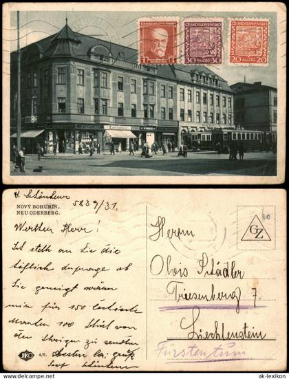Neu Oderberg-Oderberg Nový Bohumín  Bogumin Straßenpartie - Straßenbahn 1931