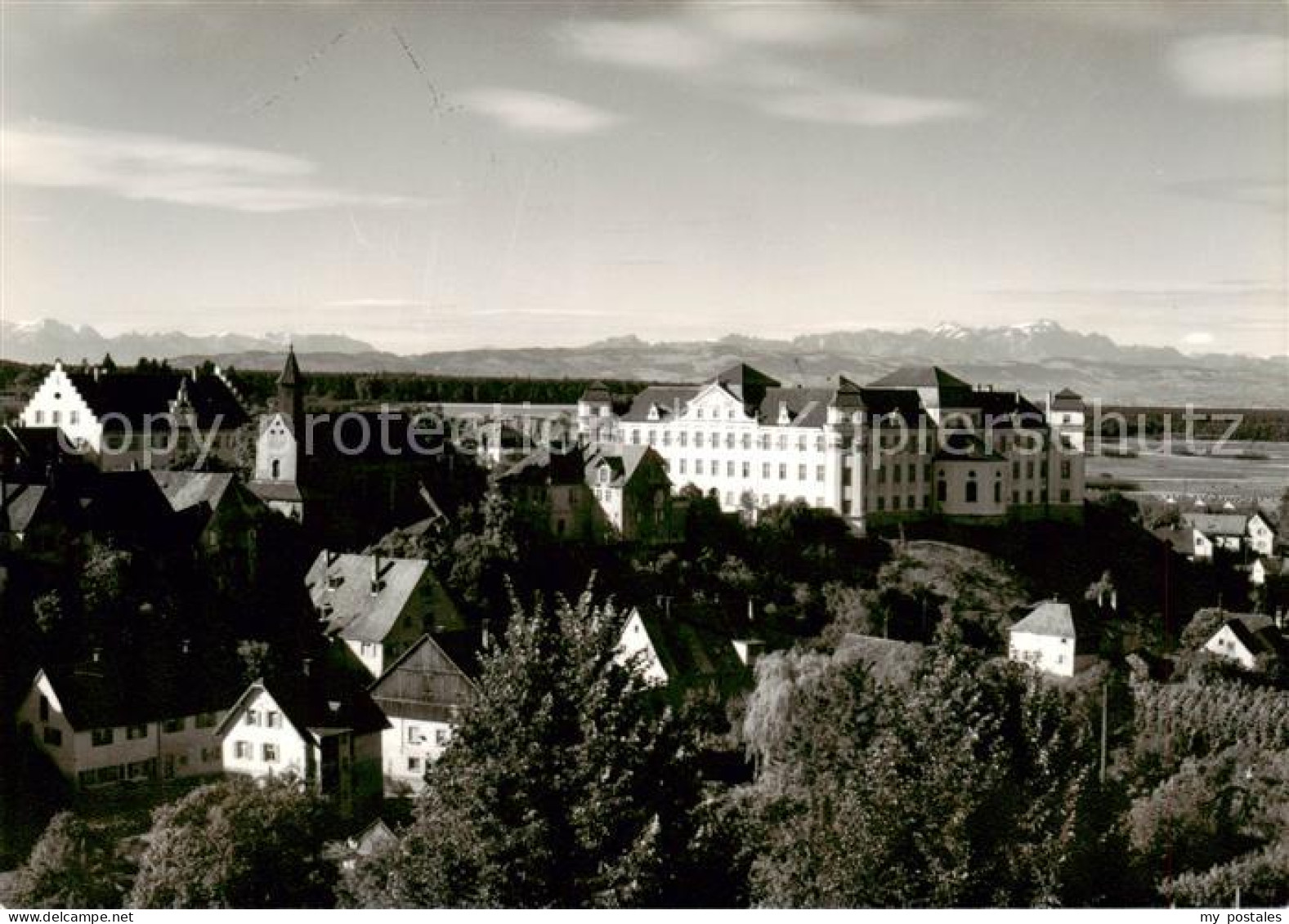 Tettnang Ansicht mit Schloss Blick gegen die Alpen