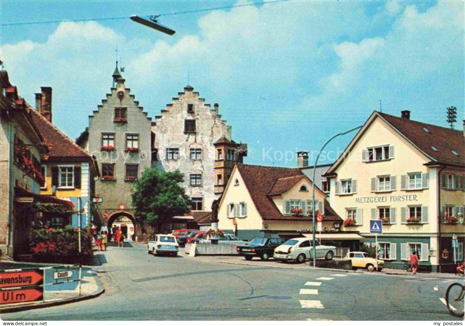 Tettnang Bodenseekreis BW Marktplatz Metzgerei-Forster Treppengiebel Strassensch