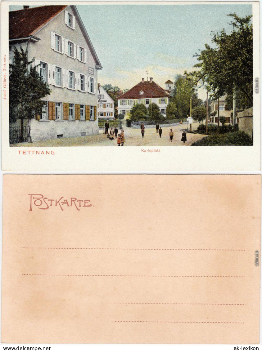 Tettnang Karlsplatz - belebt  Ansichtskarte Bodenseekreis 1914