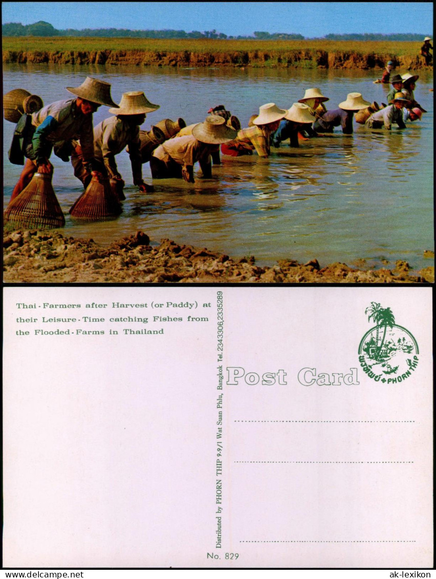 .Thailand ประเทศไทย Thai - Farmer catching Fishes from the Flooded TYPEN 1973