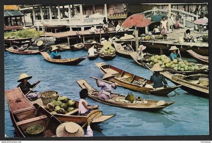 Thailand The floating Market postcard used 1985