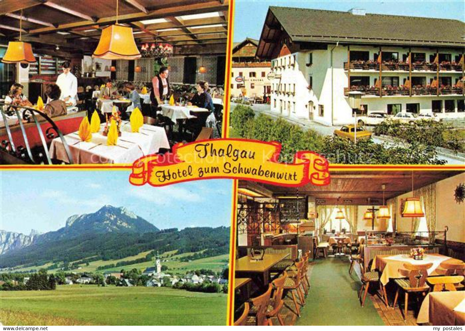 Thalgau Salzburg AT Hotel-zum-Schwabenwirt Restaurant Speisesaal Ortschaft Berge