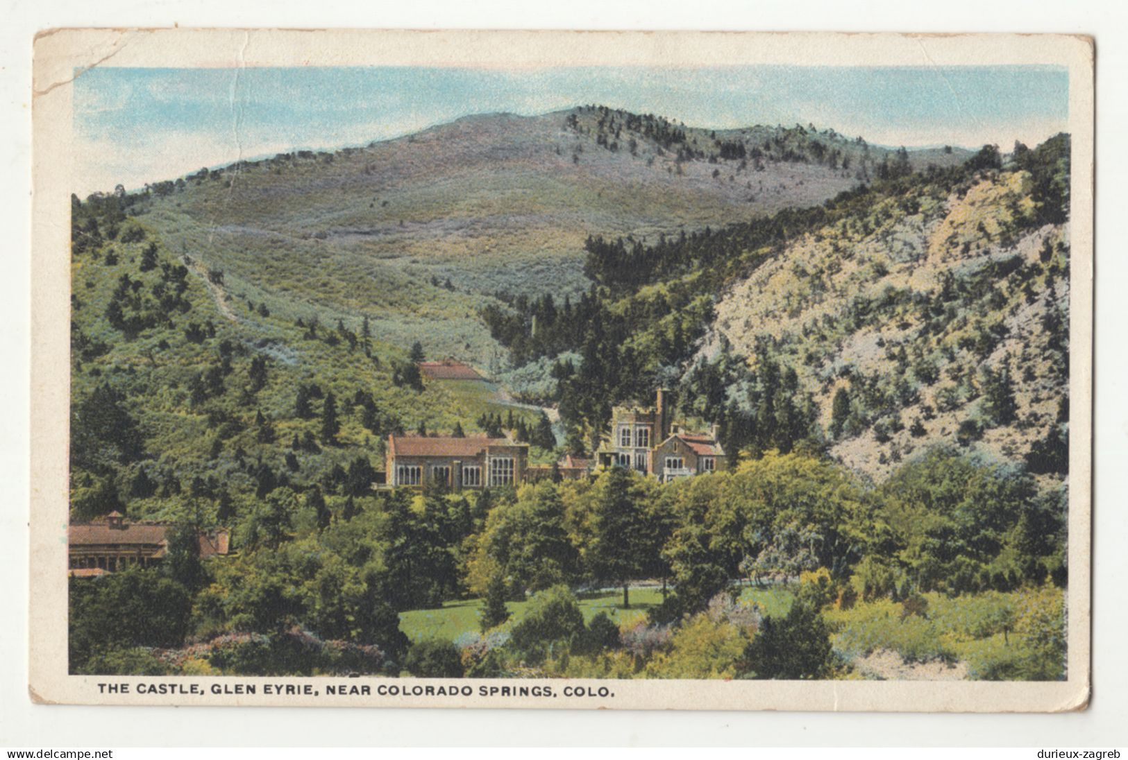 The Castle, Glen Eyrie, Near Colorado Springs old postcard posted 1923 Pueblo to Zagreb b250520