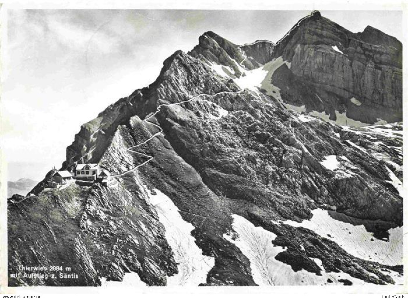 Thierwies Saentis AR mit Aufstiegsroute zum Saentis Fliegeraufnahme