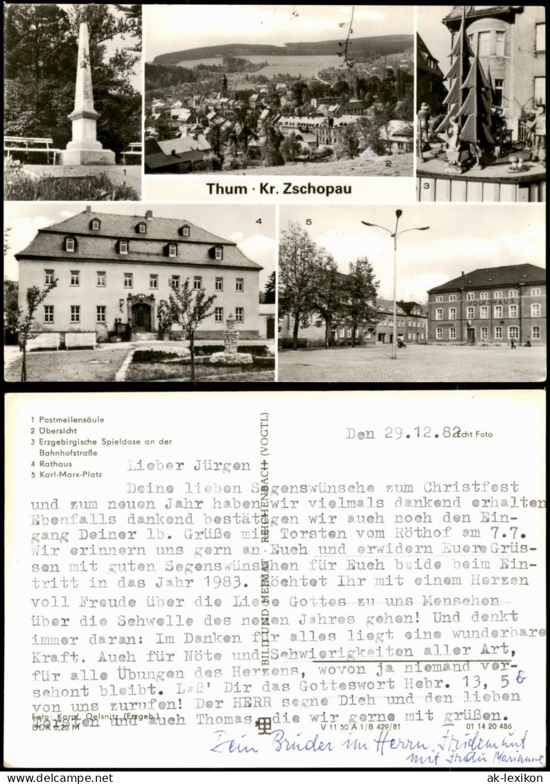 Thum Postmeilensäule Übersicht Bahnhofstraße Karl-Marx-Platz 1981