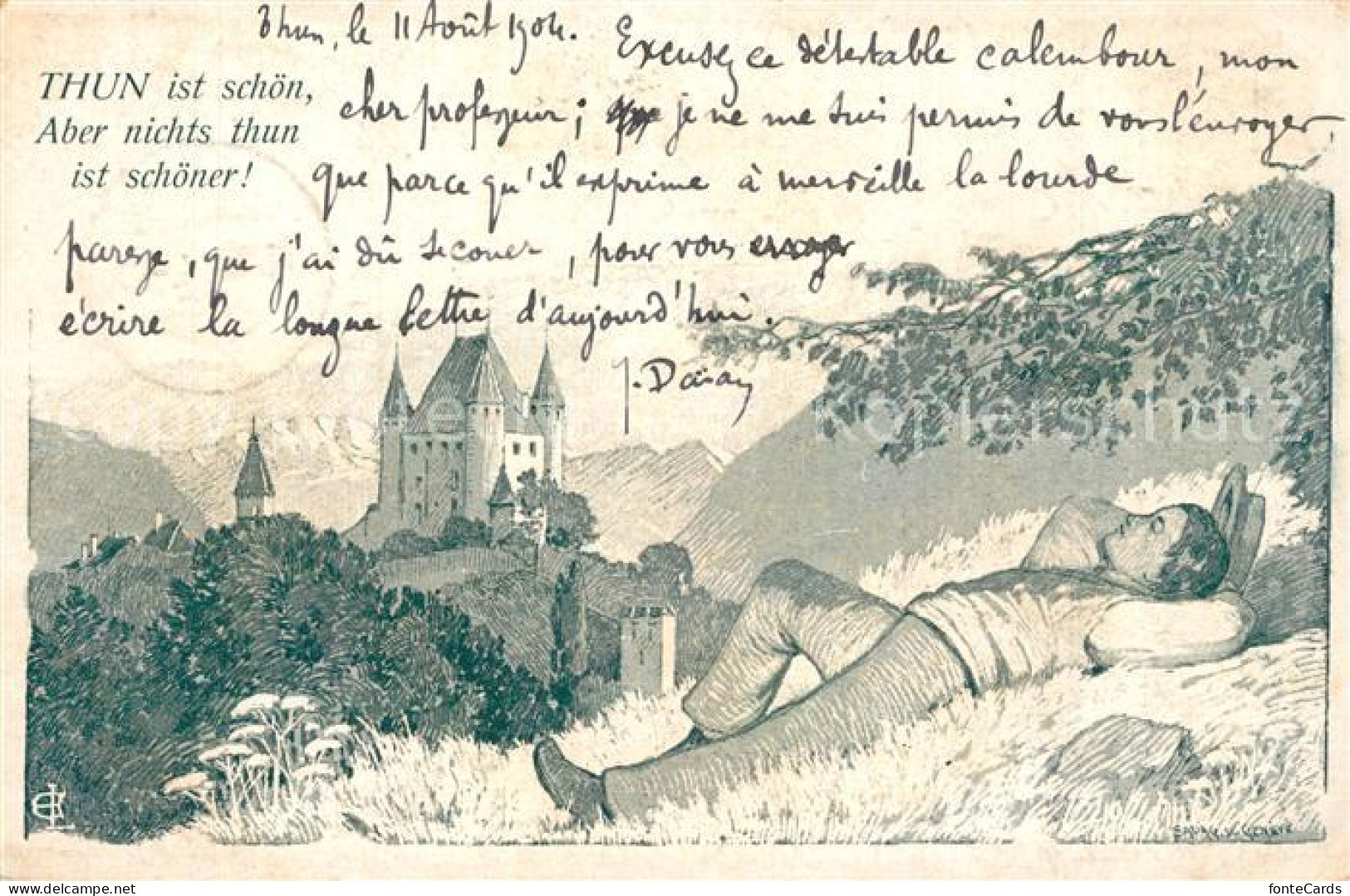 Thun BE Schloss Thun ist schoen aber nichts thun ist schoener