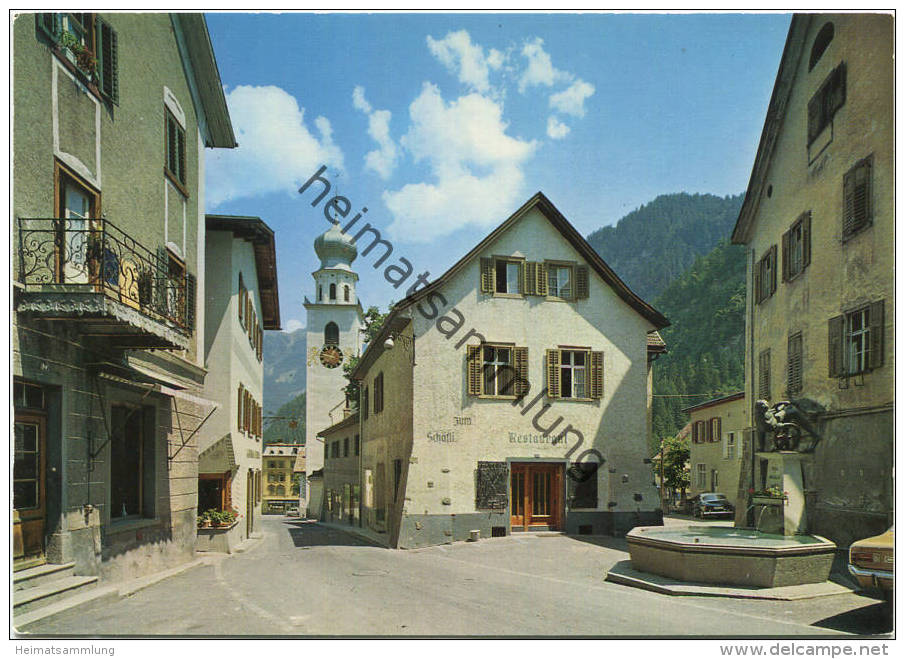 Thusis im Domleschg - Dorfpartie - Restaurant zum Schöfli - AK Grossformat - Verlag Rud. Suter Oberrieden