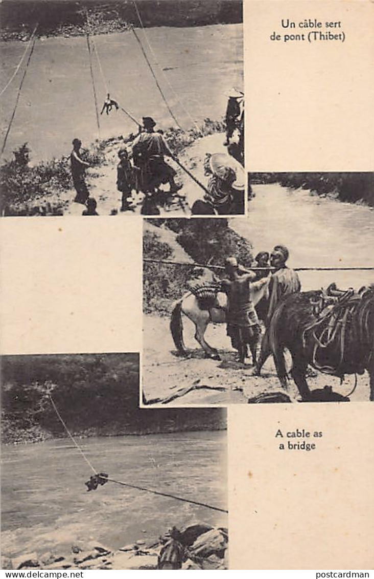 Tibet - A cable serves as a bridge - Publ. Missions Étrangères de Paris (Foreign Missions of Paris, France)