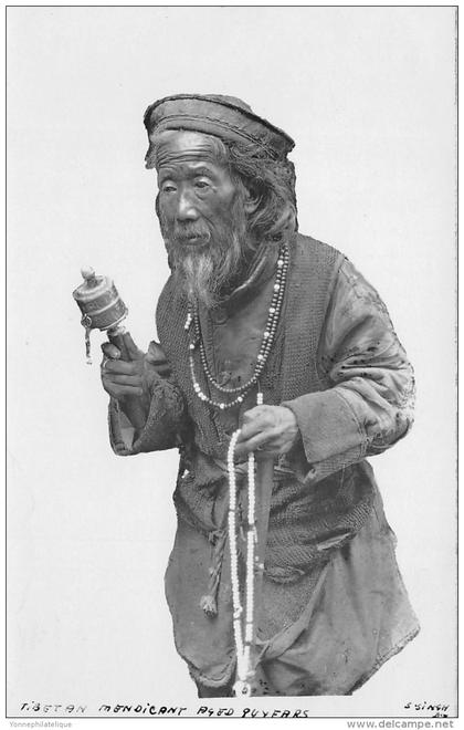 ETHNIQUE - ASIE / Tibet - Photo card - Tibetan Mendicant aged 84 years